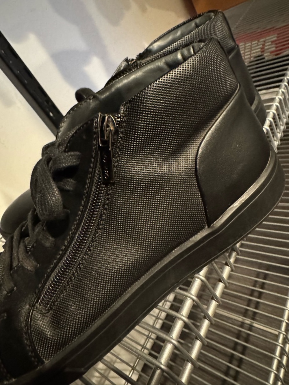 Calvin Klein Men's Black Textured Zip Lace-Up Sneakers